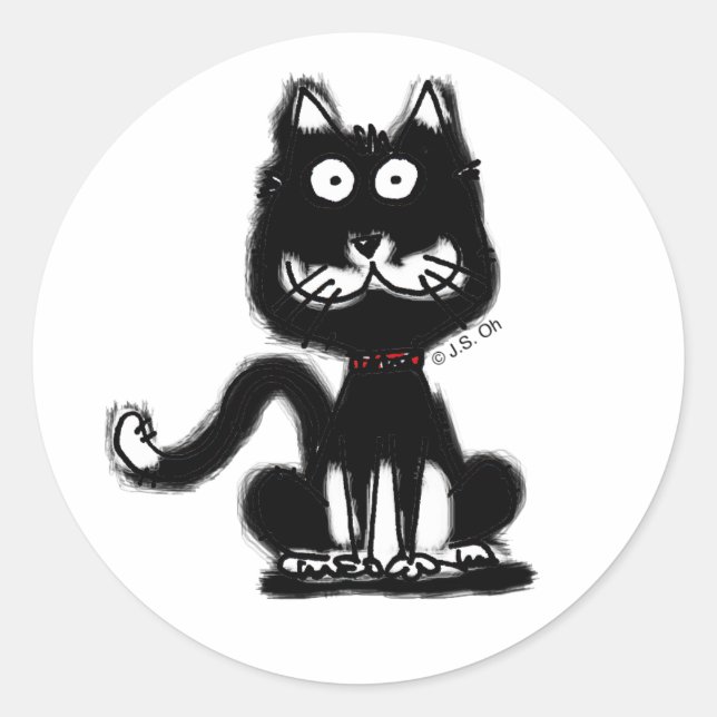 Adesivo Gato preto engraçado (Frente)