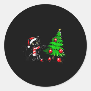 Adesivo Gato Preto Engraçado Derrubando Árvore de Natal Ga