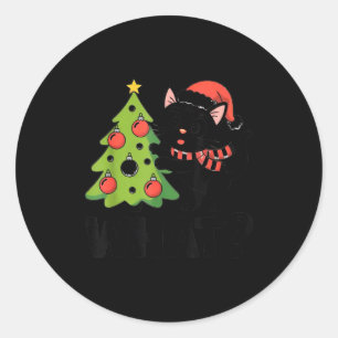 Adesivo Gato Preto Engraçado Empurrando Árvore de Natal So