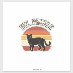Adesivo Gato Preto Engraçado Ew Pessoas Design Vintage Ret
