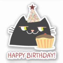 Gato Preto Engraçado Feliz Aniversário
