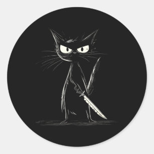 Adesivo Gato Preto Engraçado Gato Assassino Com Faca Fãs d