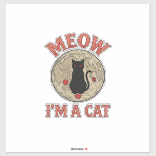 Adesivo Gato Preto Engraçado Lua Design Vintage Halloween_