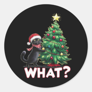 Adesivo Gato Preto Engraçado O Que Natal Árvore De Natal