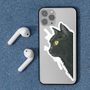 Adesivo Gato Preto Espiando Carinha de Gatinho