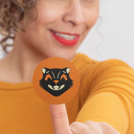 Adesivo Gato Preto Estilo Vintage no Halloween Laranja