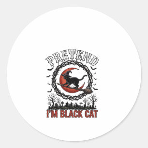 Adesivo Gato Preto Falso Chapéu de Bruxa de Halloween Lua