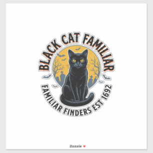Adesivo Gato Preto Familiar Desenho Vintage de Resgate de