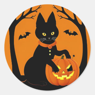 Adesivo Gato Preto Fofo Abóbora Chapéu de Bruxa Decoração 