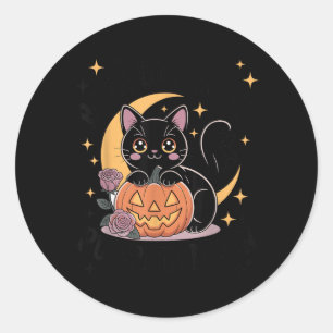 Adesivo Gato Preto Fofo de Halloween Pastel Gótico Bruxa