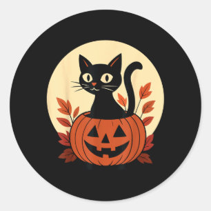 Adesivo Gato Preto Fofo e Abóbora Jack O Lantern