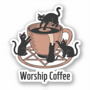 Adesivo Gato Preto Fofo E Café, Adore Gatinhos De Café