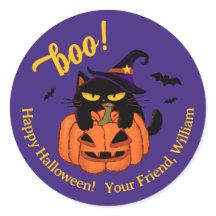 Gato preto gordinho de chapéu de bruxa Halloween b