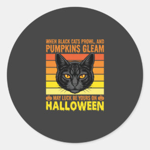 Adesivo Gato Preto Gráfico de Abóbora Vintage de Halloween