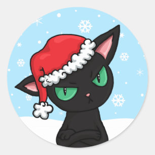 Adesivo Gato Preto Grumpy vestindo Papai Noel