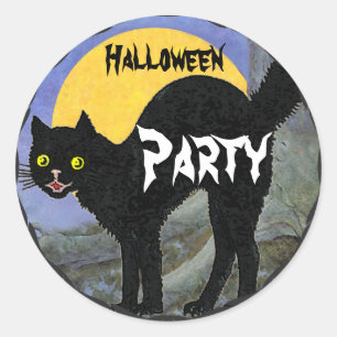 Adesivo Gato Preto Impresso em Lua Cheia Amarela de HALLOW