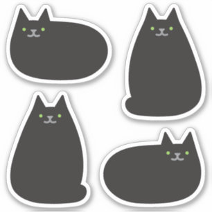 Adesivo Gato preto Kawaii redondo e giro