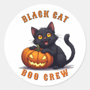 Adesivo Gato Preto Kawaii Sentado Em Abóbora Halloween 🎃