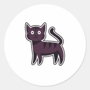 Adesivo Gato Preto Listrado Fofo e Assustador no Roxo Escu