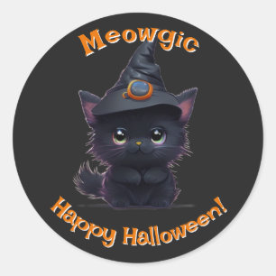 Adesivo Gato preto magro e branco do Halloween
