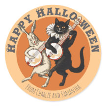 Gato preto malandro e coelho CC1052 Halloween