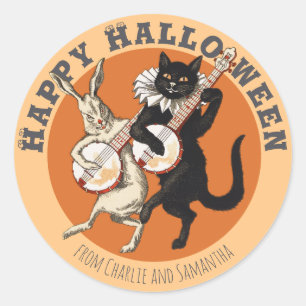 Adesivo Gato preto malandro e coelho CC1052 Halloween