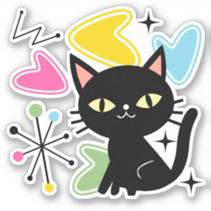Adesivo gato preto meio século