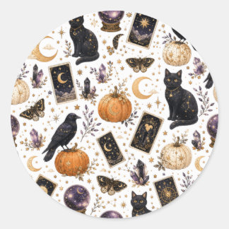 Adesivo Gato Preto Místico Halloween Tarot Celestial