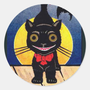 Adesivo Gato preto o Dia das Bruxas do vintage do KRW