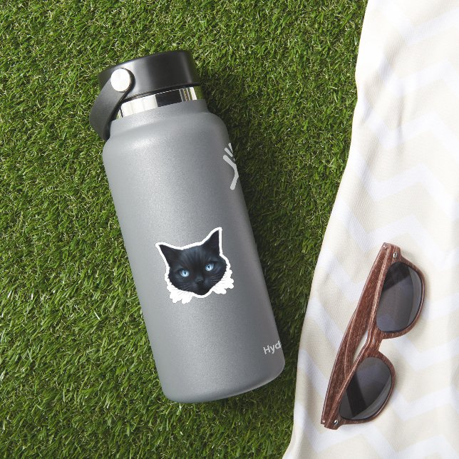 Adesivo Gato Preto Olhos Azuis Gatos Homens Gatos Homens M (HydroFlask Insitu)