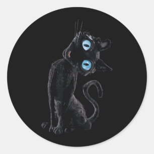 Adesivo Gato Preto Preguiçoso Fofo Meme Botão Olhos Amante