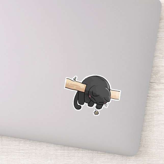 Adesivo Gato Preto Sonolento Fofo (Detalhe)