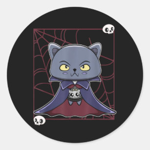 Adesivo Gato Preto Vampiro Drácula e Item de Monstro Para