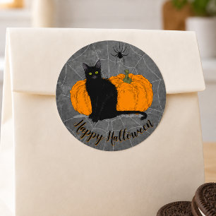 Adesivo Gato Preto Vintage Feliz Halloween