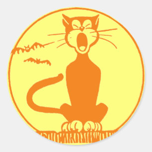 Adesivo Gato Preto Vintage Halloween
