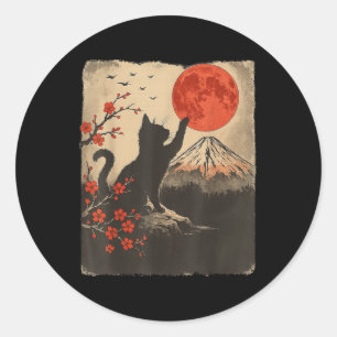 Adesivo Gato Preto Vintage Retro Japão Arte Tema Japonês