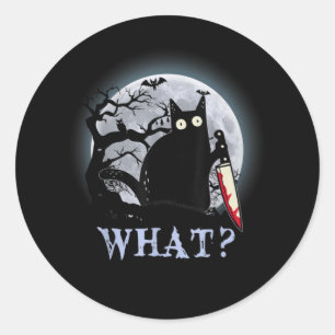 Adesivo Gato Que Gato Negro Assassino Com Faca Halloween