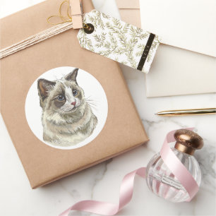 Adesivo Gato Ragdoll de desenho manual