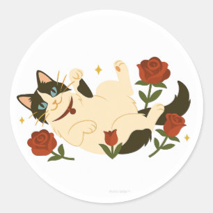 Adesivo Gato Ragdoll em Rosas