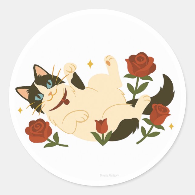 Adesivo Gato Ragdoll em Rosas (Frente)