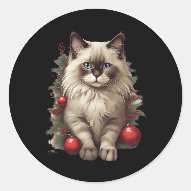 Adesivo Gato Ragdoll Natal Enfeites  (Frente)