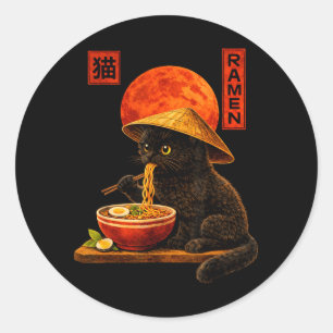 Adesivo Gato Ramen Gatinho Arte Japonesa Engraçada Gráfica