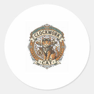 Adesivo Gato Relógio Gato Steampunk Antigo Arte Vetorial S