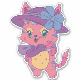 Adesivo Gato Rosa Gelado