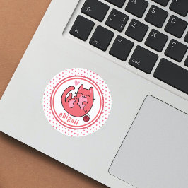 Adesivo Gato Rosa Gelado | Crianças Personalizadas