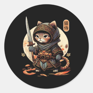 Adesivo Gato Samurai Cat Tattoo Kawaii Ninja