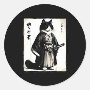 Adesivo Gato Samurai Guerreiro Vintage Anime Japonês