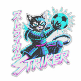 Adesivo Gato Samurai Striker de Arte Glitch para console d