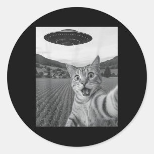 Adesivo Gato Selfie Com Alienígena Ufo Engraçado Alienígen