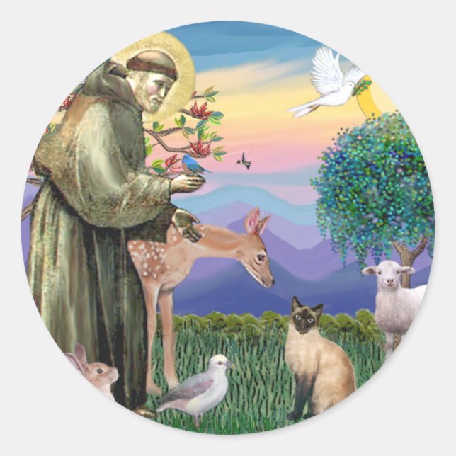 Adesivo Gato Siames e São Francisco (Frente)